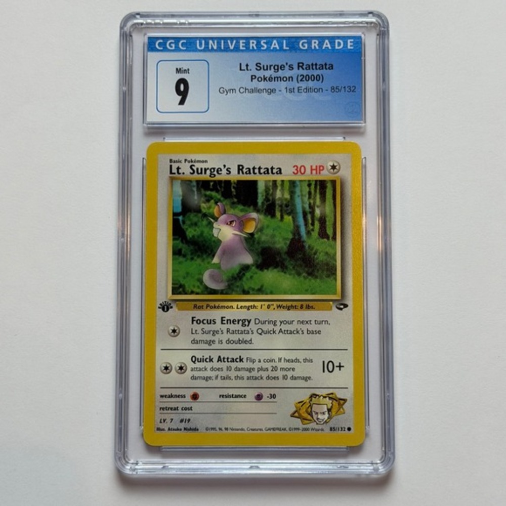Lt. Surge's Rattata 1st Ed 83/132 CGC 9 Mint TCG Pokemon 2000 Gym Challenge WotC